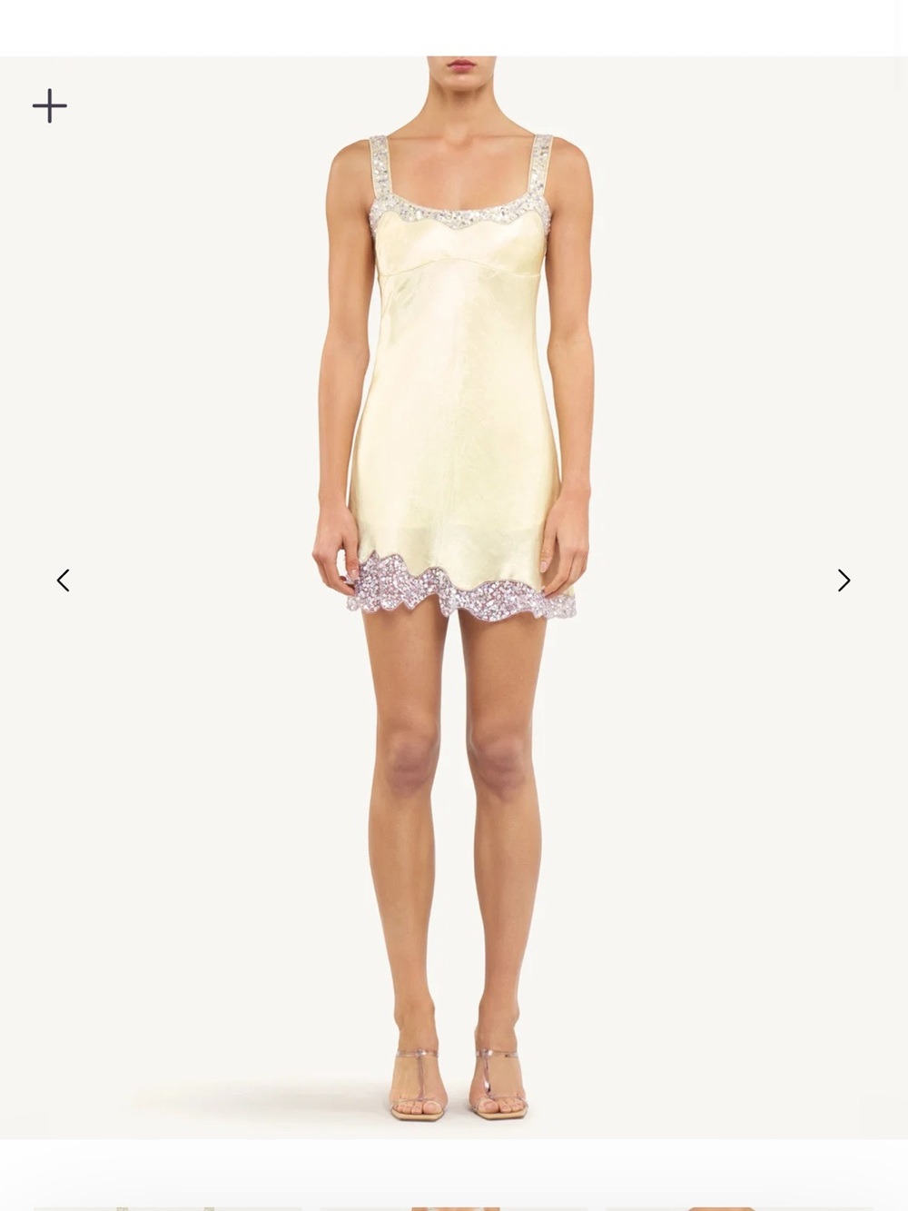 Satin Cream Lace-Trim Mini Dress